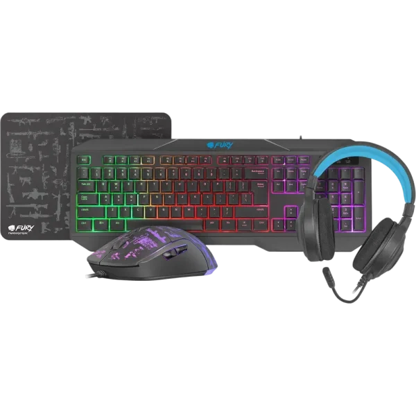 NFU-1674-1 Kit gaming Fury Thunderstreak 4 in 1 tastatura, casti, mouse si mousepad