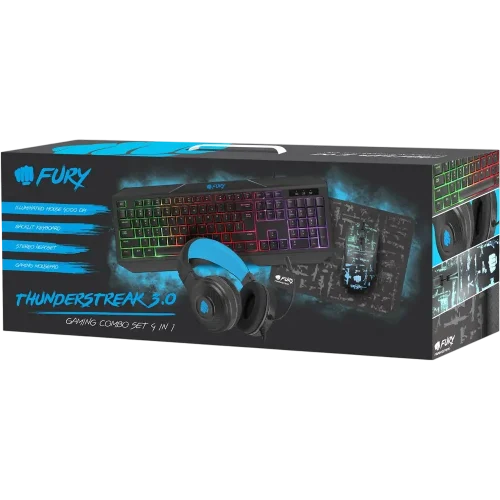 NFU-1674-6 Kit gaming Fury Thunderstreak 4 in 1 tastatura, casti, mouse si mousepad