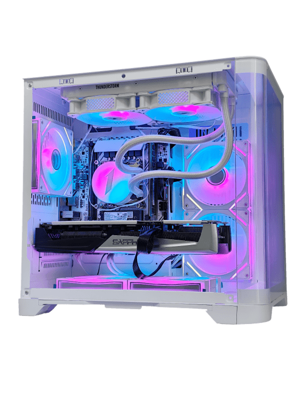PC Gaming BXGPC White Phantom – Intel I5 10400F (XEON) | Radeon RX 5700 XT 8GB | 16GB RAM | AIO 240mm White | Carcasă Panoramică Albă
