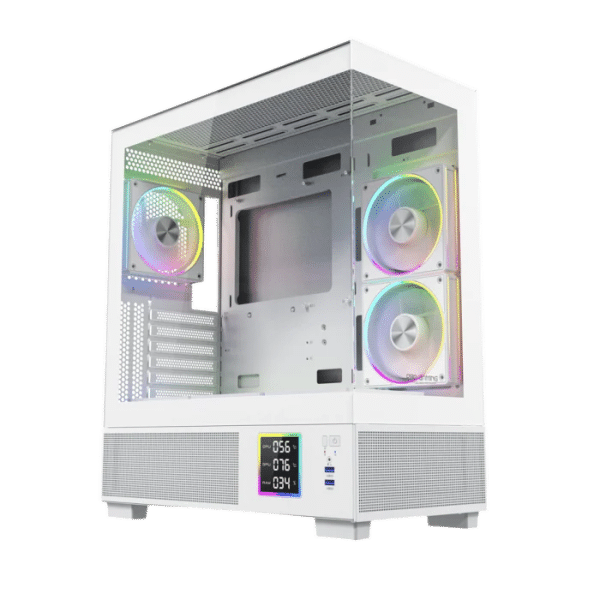 carcasa-progaming-kian-v2-middle-tower-atx-fara-sursa-6-ventilatoare-argb-display-digital-alb-301865-Photoroom PC Gaming BXG – Intel i5-14400F | RTX 5070 12GB GDDR7 | 32GB RAM DDR4 | SSD 1TB NVMe | AIO 360mm Display