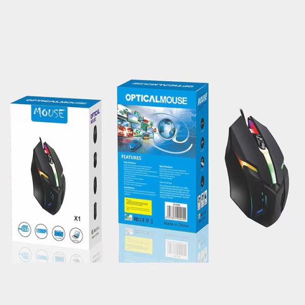 Mouse de gaming X1, iluminare multicolor, design ergonomic, negru